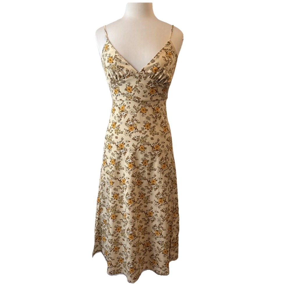 Forever 21 Babydoll Floral Back Bow Tie Slip Dress Women's S Boho Festival Sexy